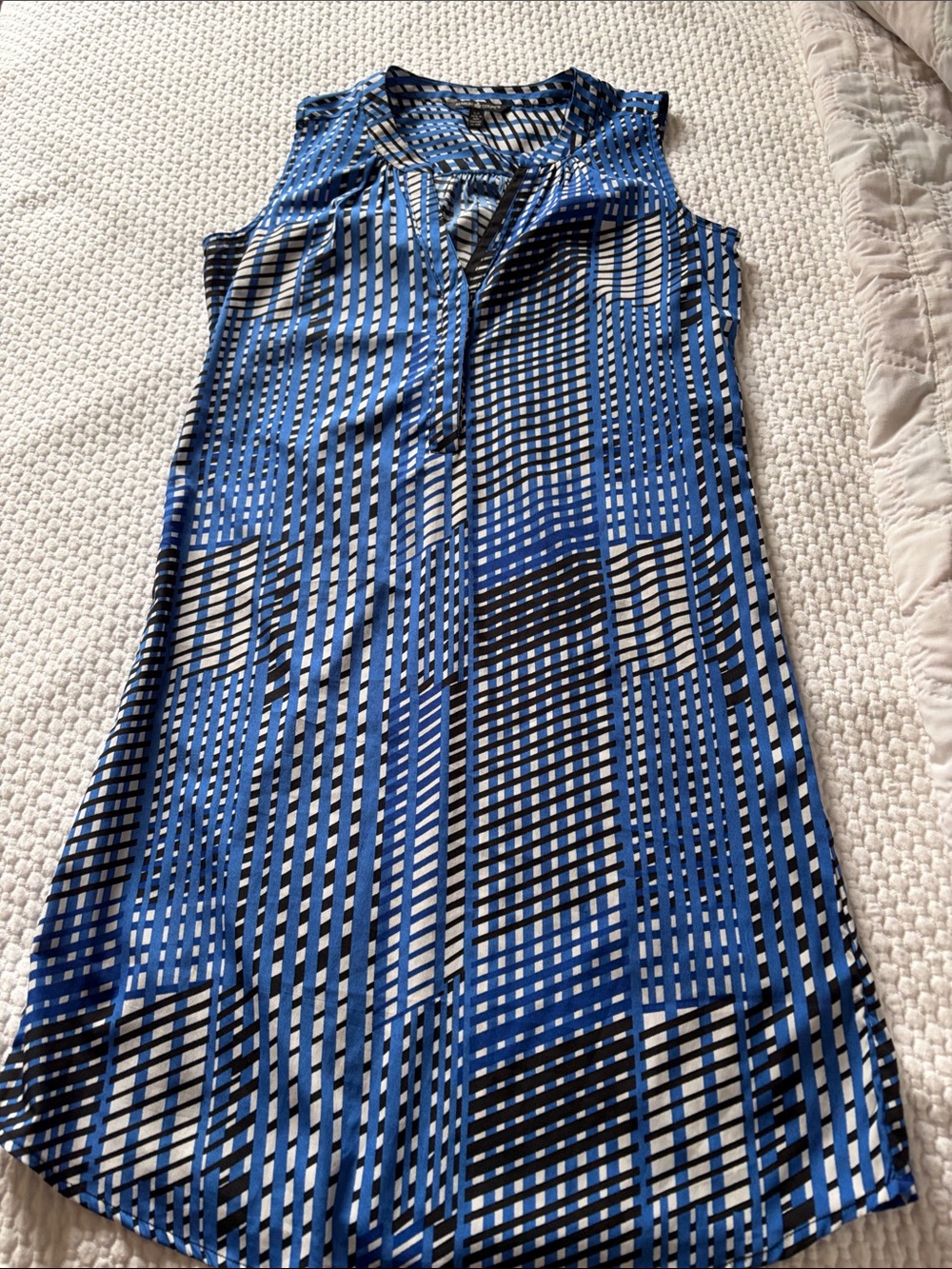 Blue Geometric Print Sleeveless Skirt